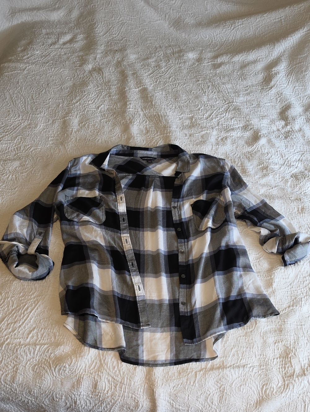 Rock & Republic Black, White & Gray Plaid Shirt